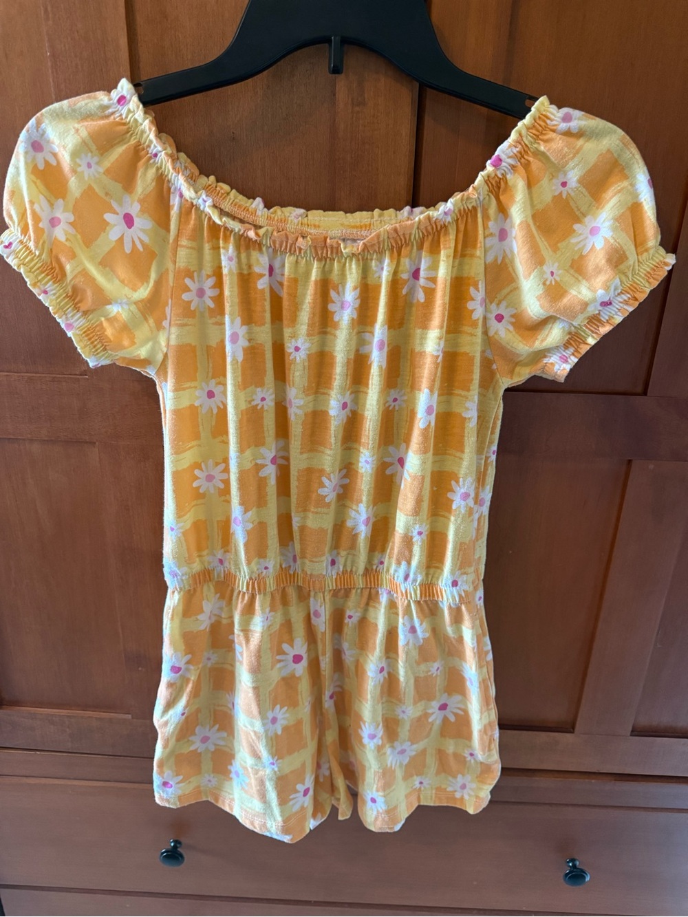 Extremely Me Girls Yellow Daisy Off-the-Shoulder Romper Size 14